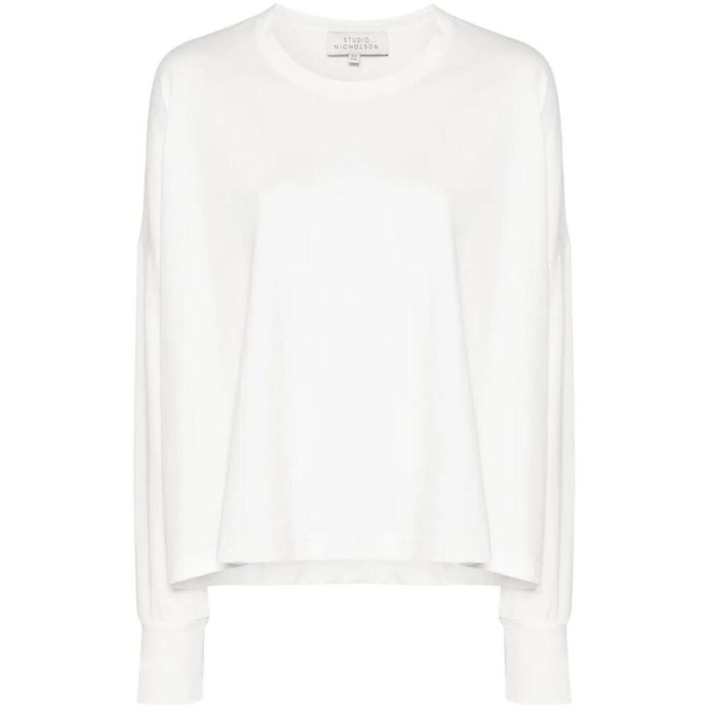 STUDIO NICHOLSON Cotton Long Sleeve T-Shirt Women WHITE T-Shirts & Tops